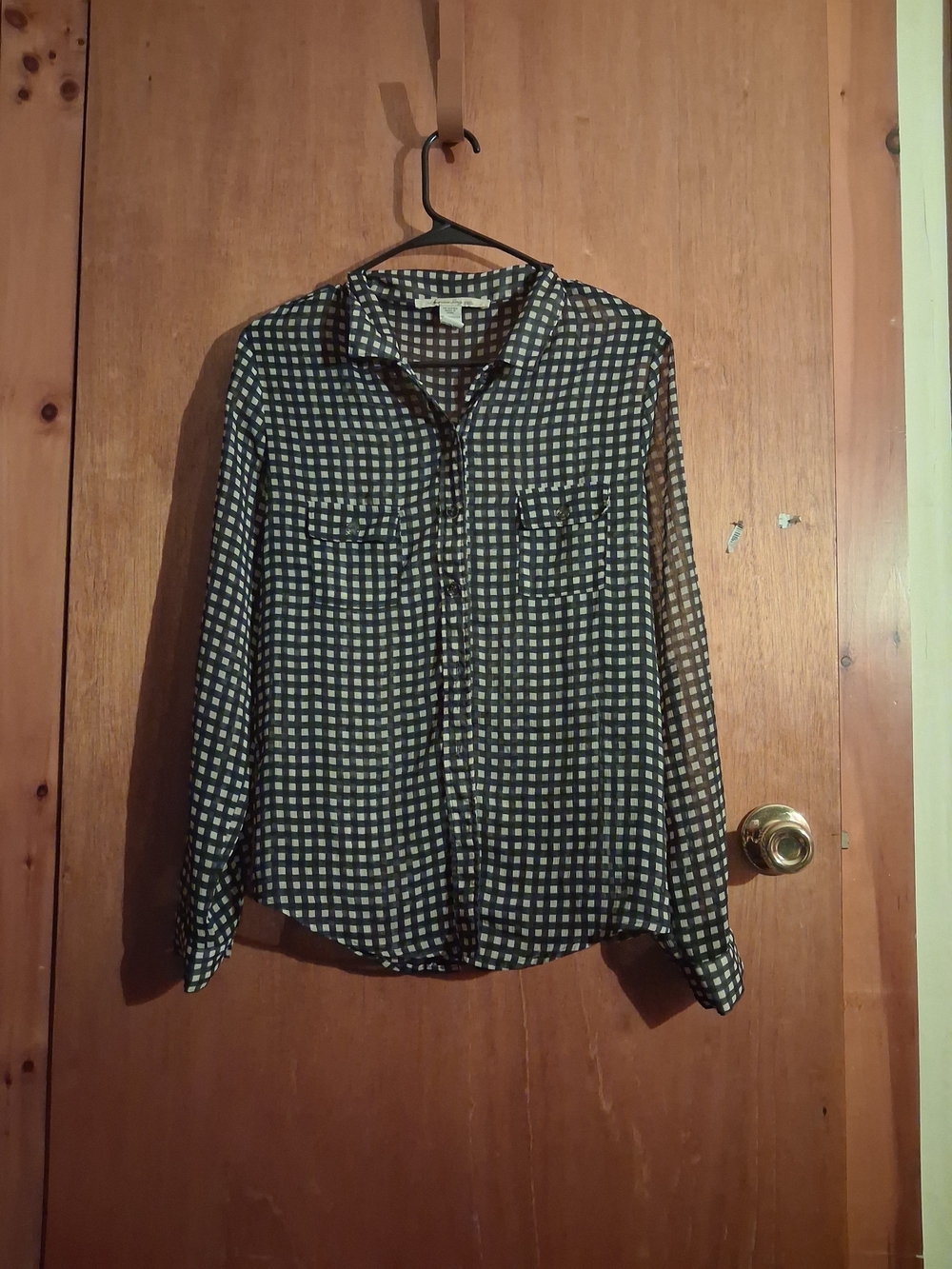 American Rag Black and White Check Blouse